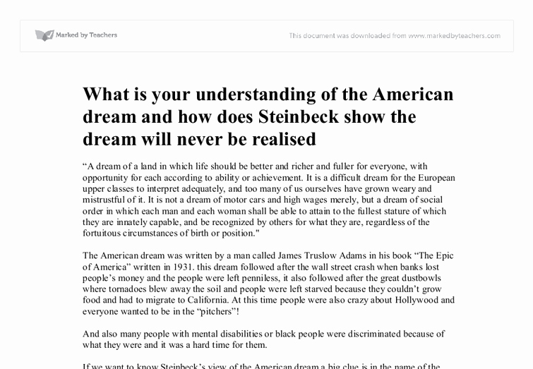 American Dream Essay Conclusion Elegant Mice and Men theme Essay Dreams