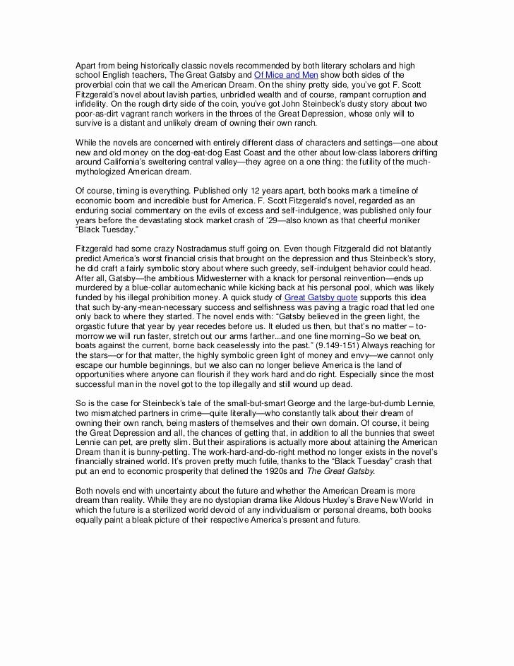 American Dream Essay Titles Unique Boom and Bust the American Dream Criticized In Mice
