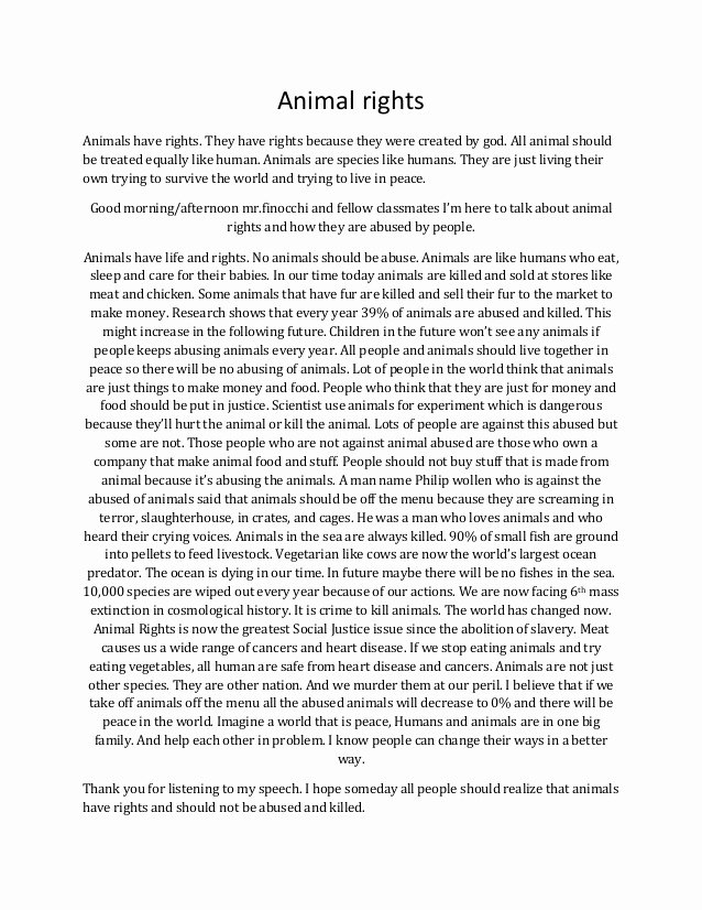 Animal Cruelty Essay Outline Elegant the Most Awesome Animals Speech Ever