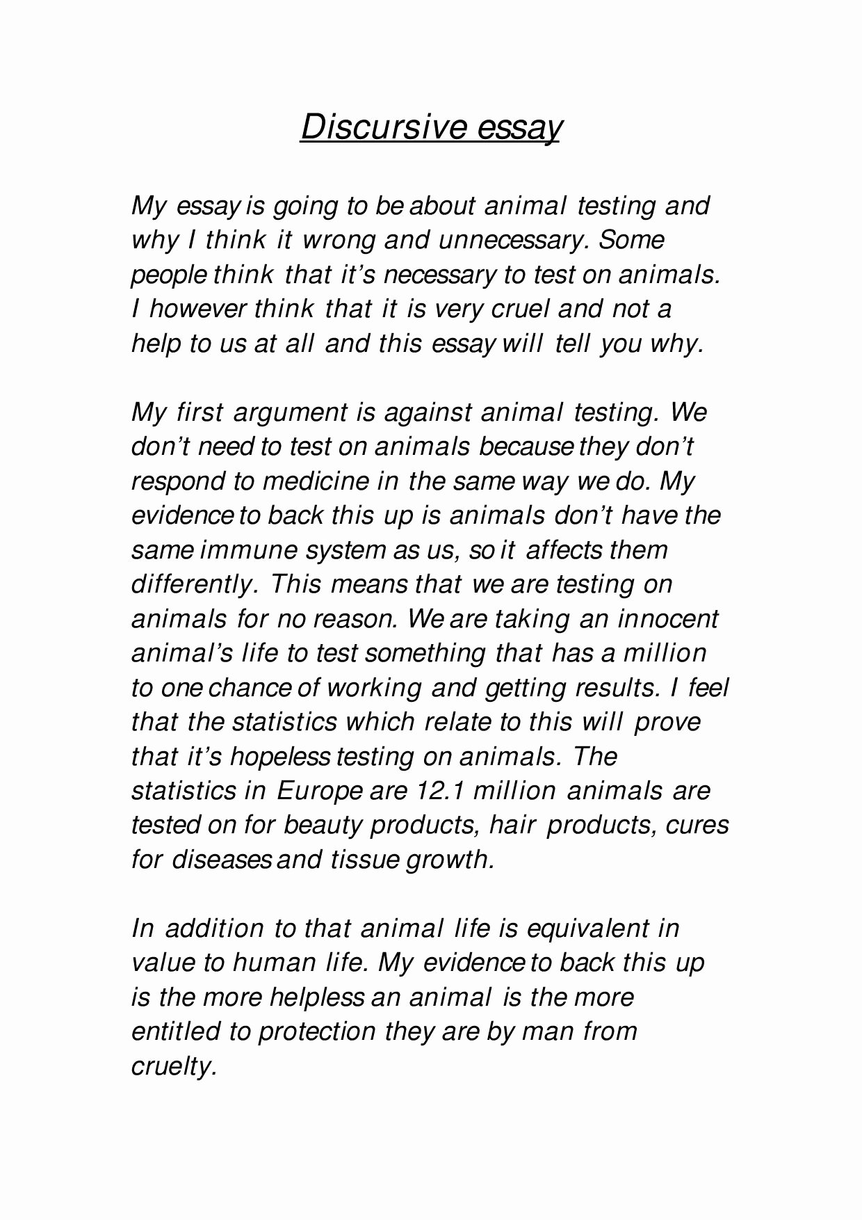 Animal Testing Essay Titles Luxury Discursive Essay by Sean Paul Thomson by Chris Leslie issuu