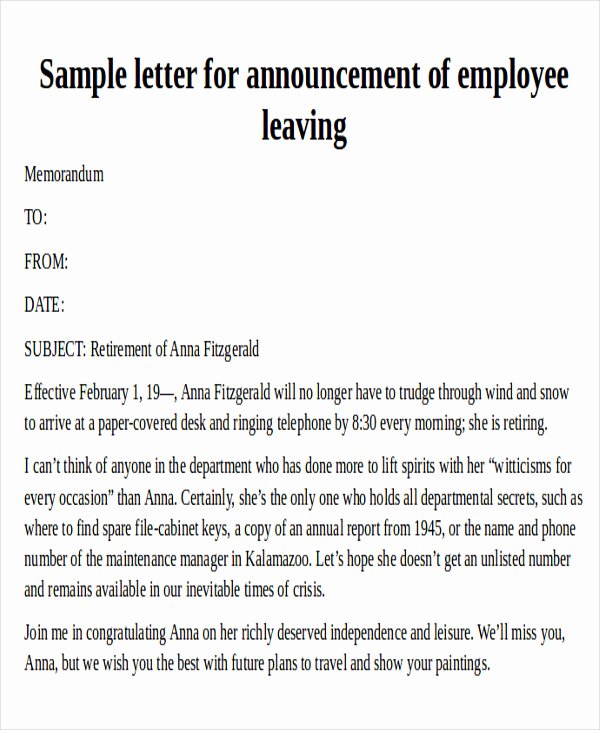 Announcement Of Employee Leaving Company Template Elegant 38 Reference Letter format Samples