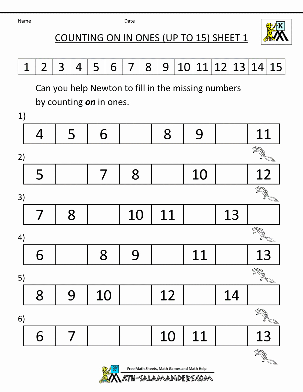 Answer Sheet Template 1-100 Awesome Kindergarten Counting Worksheet Sequencing to 15