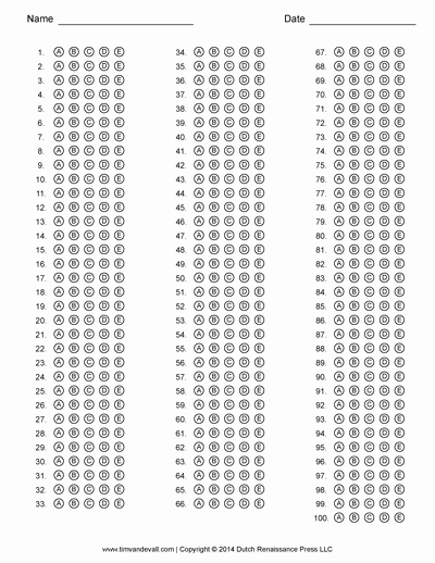 Answer Sheet Template 1-100 Best Of Free Answer Sheet Templates Pdf for Multiple Choice Tests