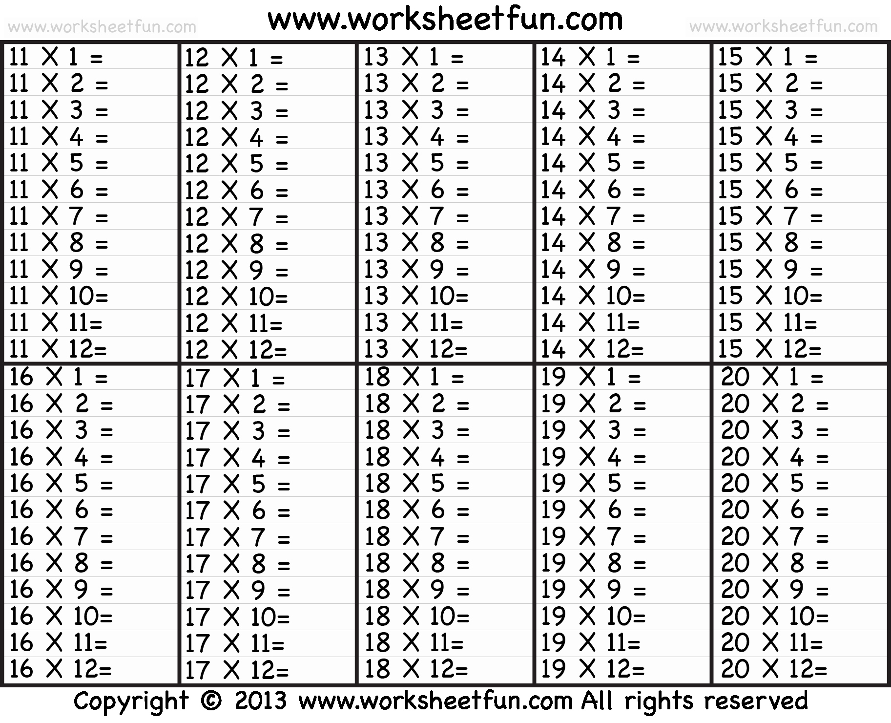Answer Sheet Template 1-100 Best Of Times Table – 2 12 Worksheets – 1 2 3 4 5 6 7 8 9