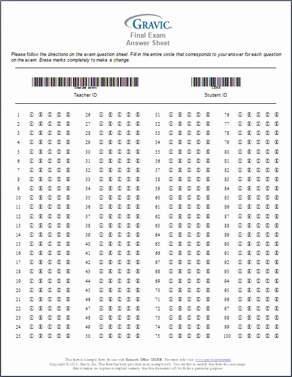 Answer Sheet Template 1-100 Luxury Printable 100 Question Answer Sheet