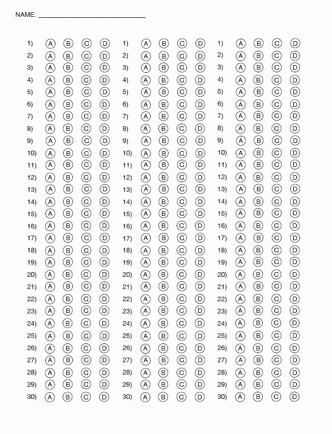 Answer Sheet Template 1-100 New Senior Design Seminar Bubble Sheet