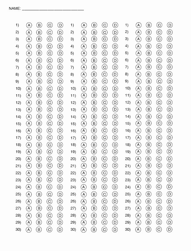 Answer Sheet Template 1-100 New Senior Design Seminar Bubble Sheet