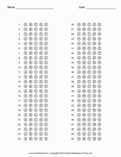 Answer Sheet Template 1-100 Unique Free Answer Sheet Templates Pdf for Multiple Choice Tests