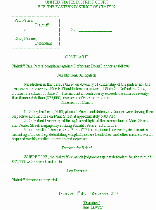 Answer to Civil Complaint Example Best Of Summons Plaint and Answer