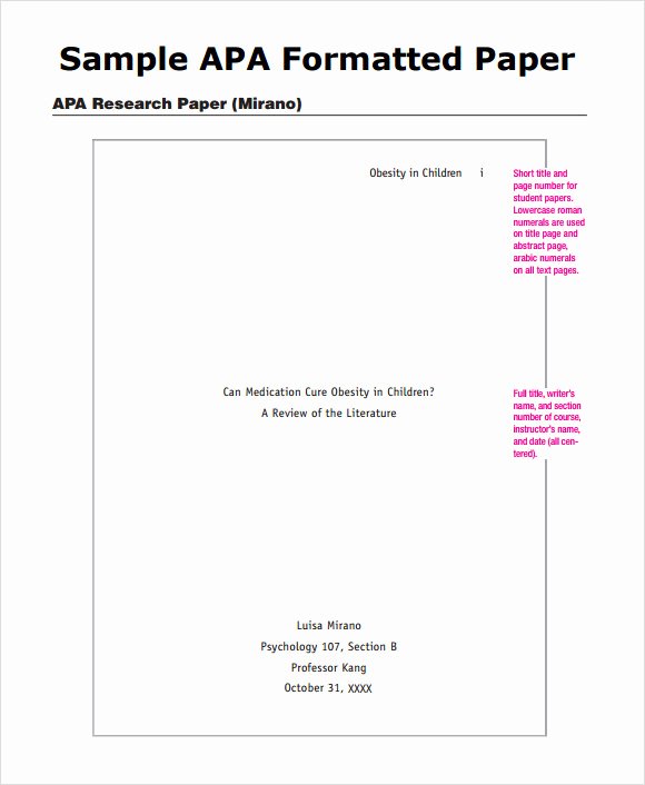 Apa Nursing Paper Examples Beautiful 9 Sample Apa Outline Templates