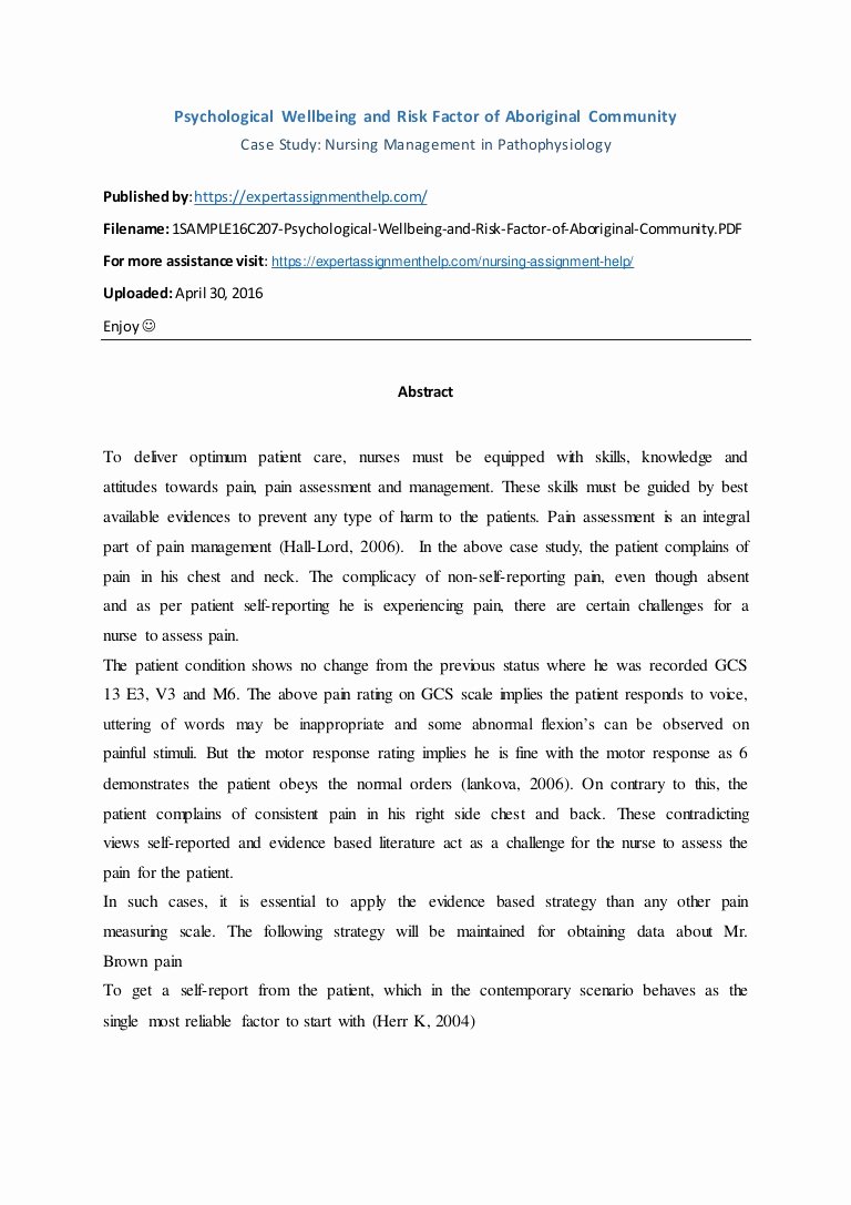 Apa Nursing Paper Examples Fresh Case Study Nursing Management In Pathophysiology