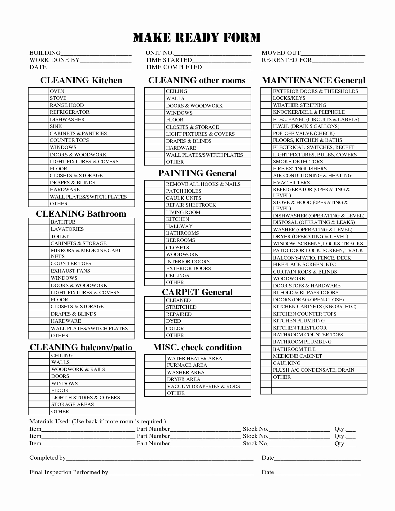 Apartment Maintenance Checklist Template Best Of Apartment Make Ready Checklist Apartment Decorating Ideas