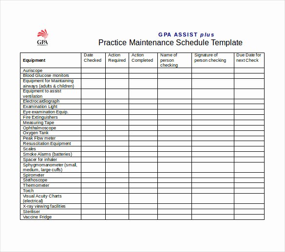 Apartment Maintenance Checklist Template New Maintenance Schedule Templates 35 Free Word Excel Pdf