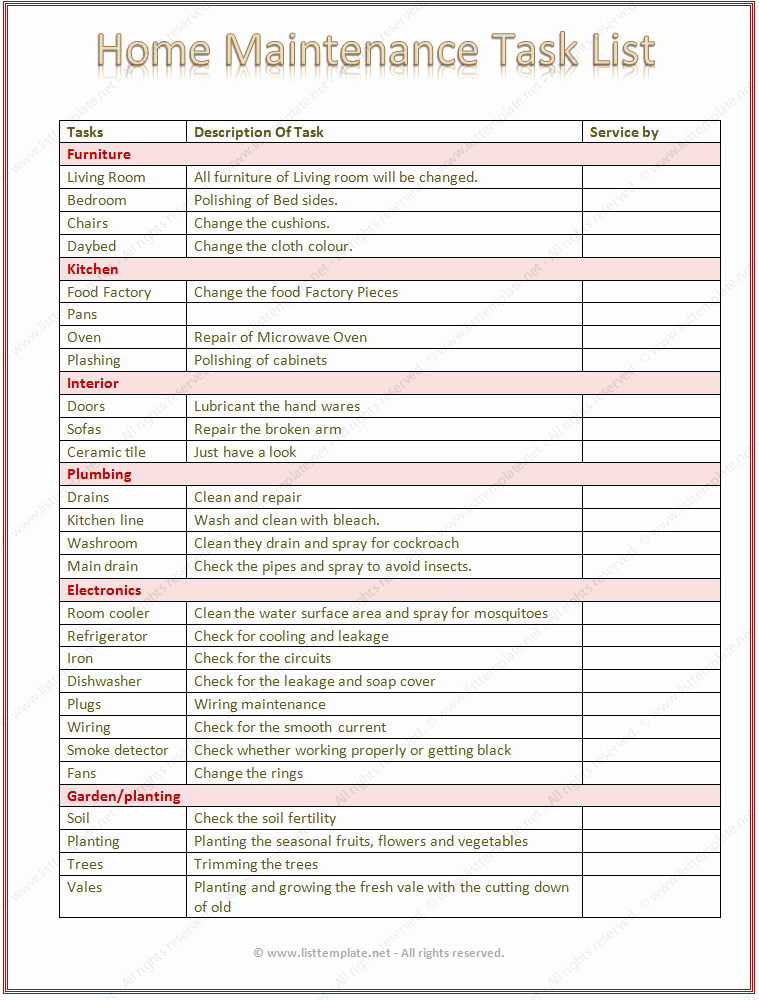 Apartment Maintenance Checklist Template Unique Apartment Maintenance Checklist Template Gecce