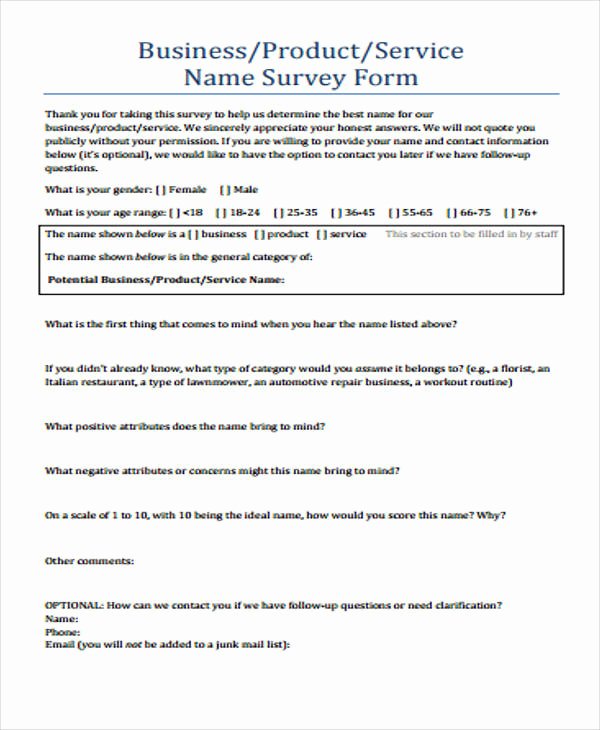 Apartment Market Survey form Lovely Printable Survey form 55 Examples In Pdf Word