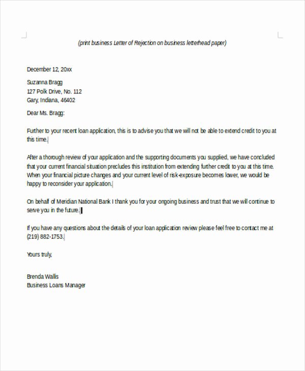 Application Rejection Letter Unique Application Rejection Letter 10 Free Word Pdf format
