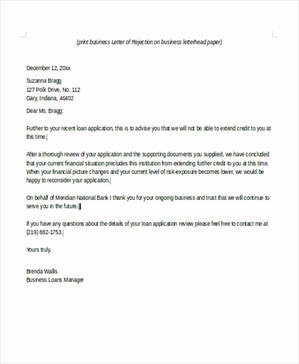 Application Rejection Letter Unique Application Rejection Letter 10 Free Word Pdf format