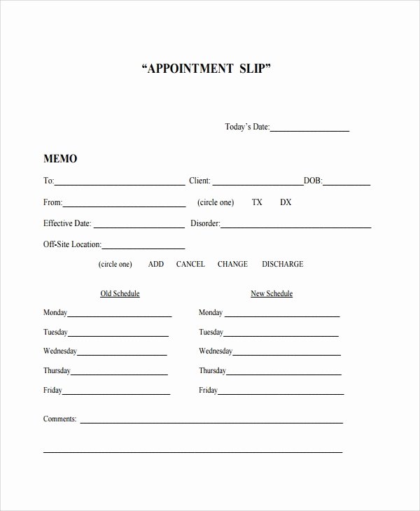 Appointment Reminder Template Word Beautiful Sample Appointment Slip Template 7 Free Documents