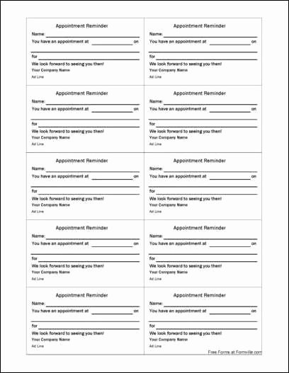 Appointment Reminder Template Word Best Of Free Appointment Reminder Card with Purpose and Guides