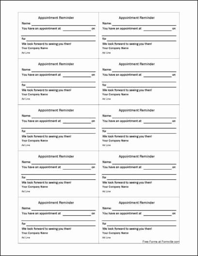 Appointment Reminder Template Word Best Of Free Appointment Reminder Card with Purpose and Guides
