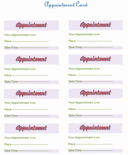 Appointment Reminder Template Word Fresh Appointment Card Template Templates for Microsoft Word