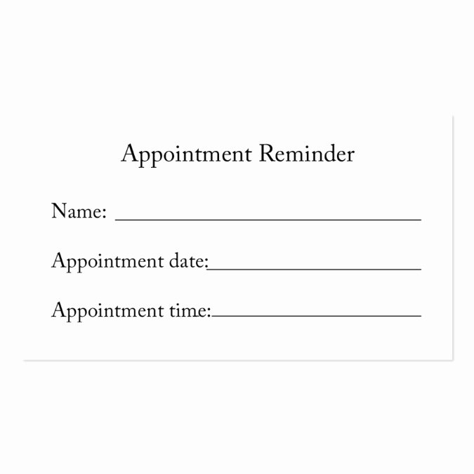 Appointment Reminder Template Word Luxury Appointment Reminder Card Business Card Template