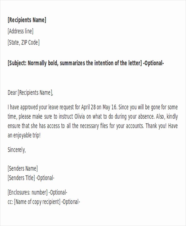 Approval Letter Example Beautiful 16 Vacation Letter Templates Pdf Doc