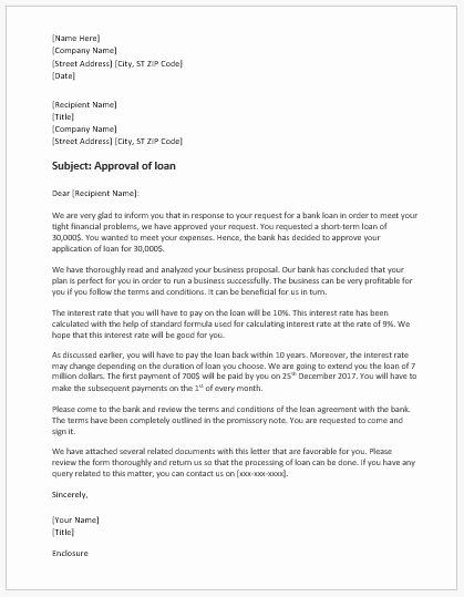 Approval Letter Example New Bank Loan Approval Letter Template