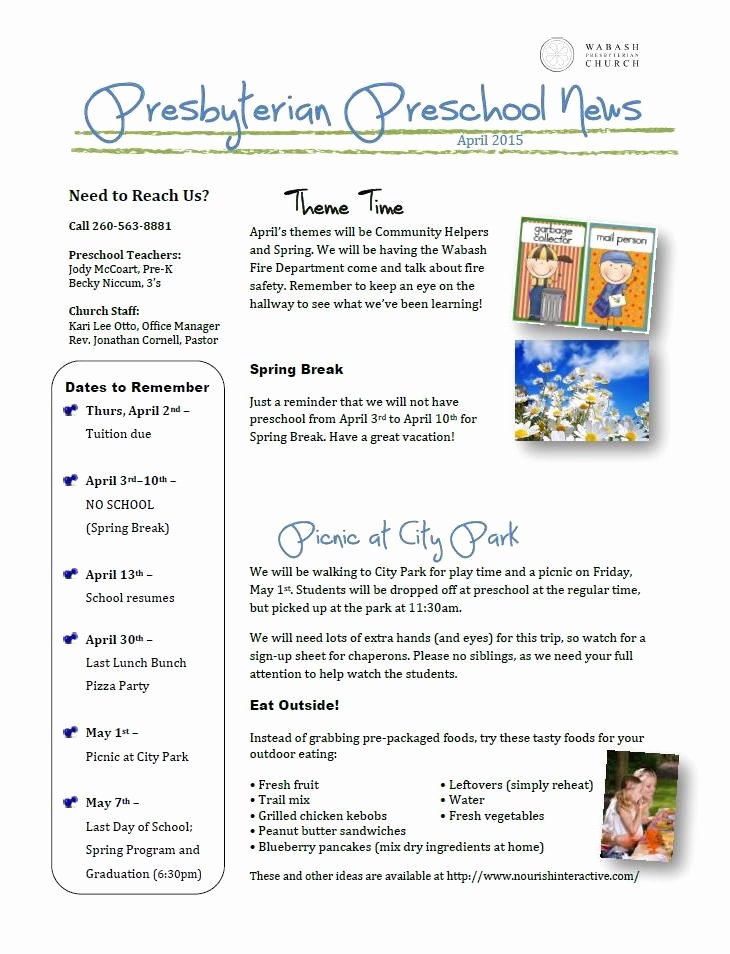 April Newsletter Template Elegant April Newsletter Ideas for Preschool Ritzybitzy