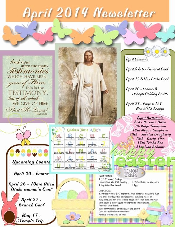 April Newsletter Template Inspirational April Relief society Newsletter My Creations