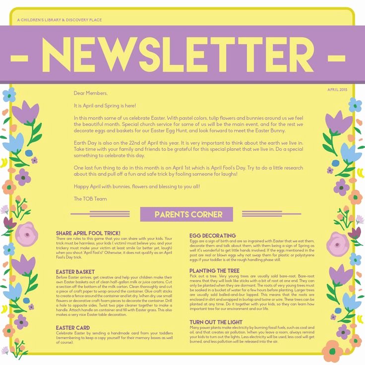 Free Printable April Newsletter Template