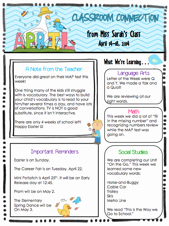 April Newsletter Template Unique Kindergarten April 18 Newsletter