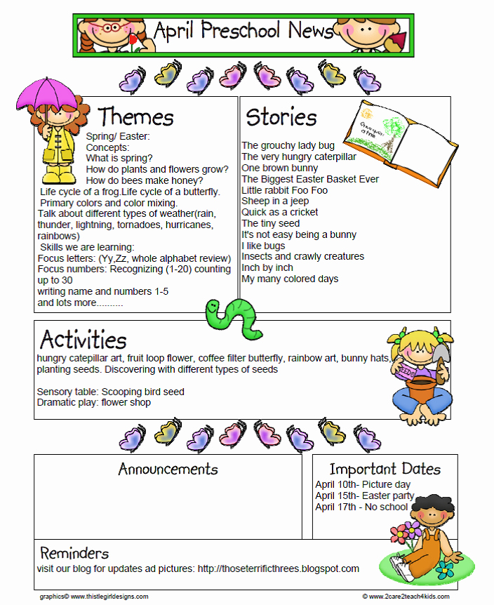 April Newsletter Template Unique Those Terrific Three S at All God S Children Mdo Preschool