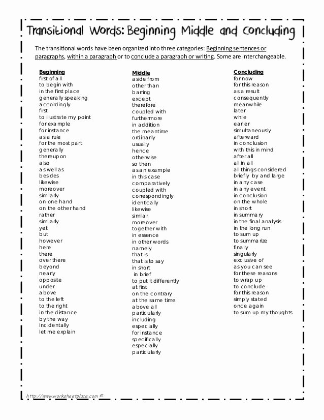 transition words for essays