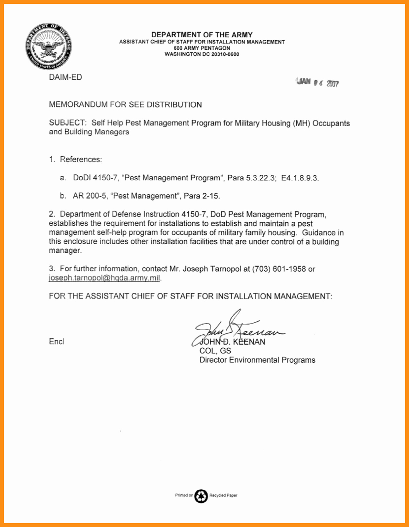 Army Memorandum for Record Template Peterainsworth
