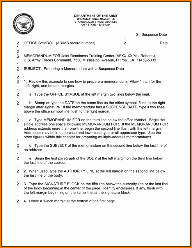 Army Memorandum for Record Template Peterainsworth