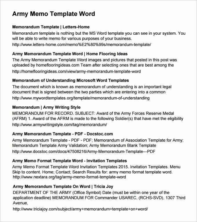 Army Memorandum for Record Template Inspirational Army Memorandum Templates Find Word Templates