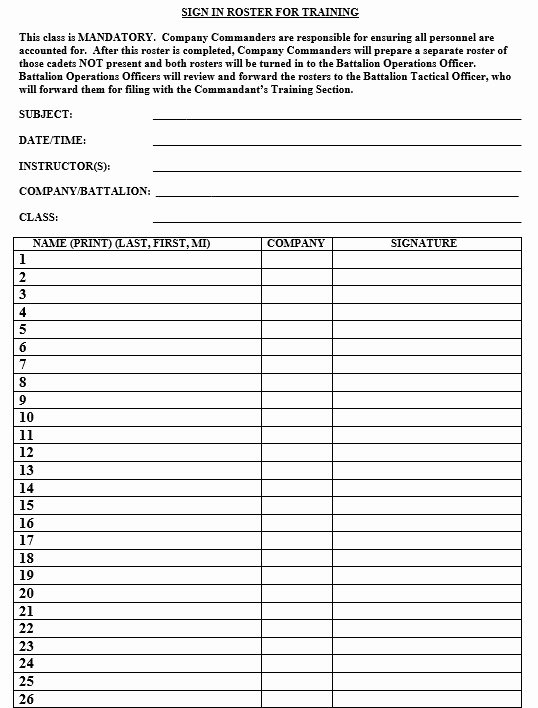 Army Training Outline Template Inspirational 10 Free Sample Army Training Sign In Sheet Templates