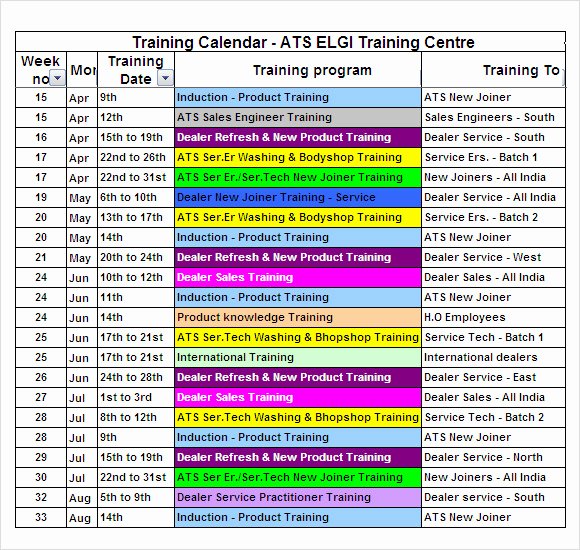 Army Training Schedule Template Elegant Training Calendar – 8 Free Samples Examples format