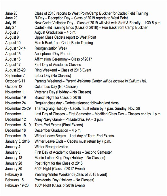 Army Training Schedule Template Lovely Training Calendar Template 11 Free Download for Pdf