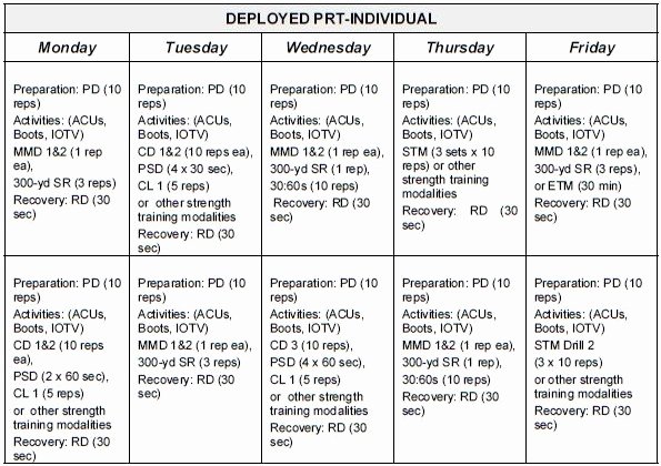 Army Training Schedule Template Unique Sustaining Phase Prt Schedules