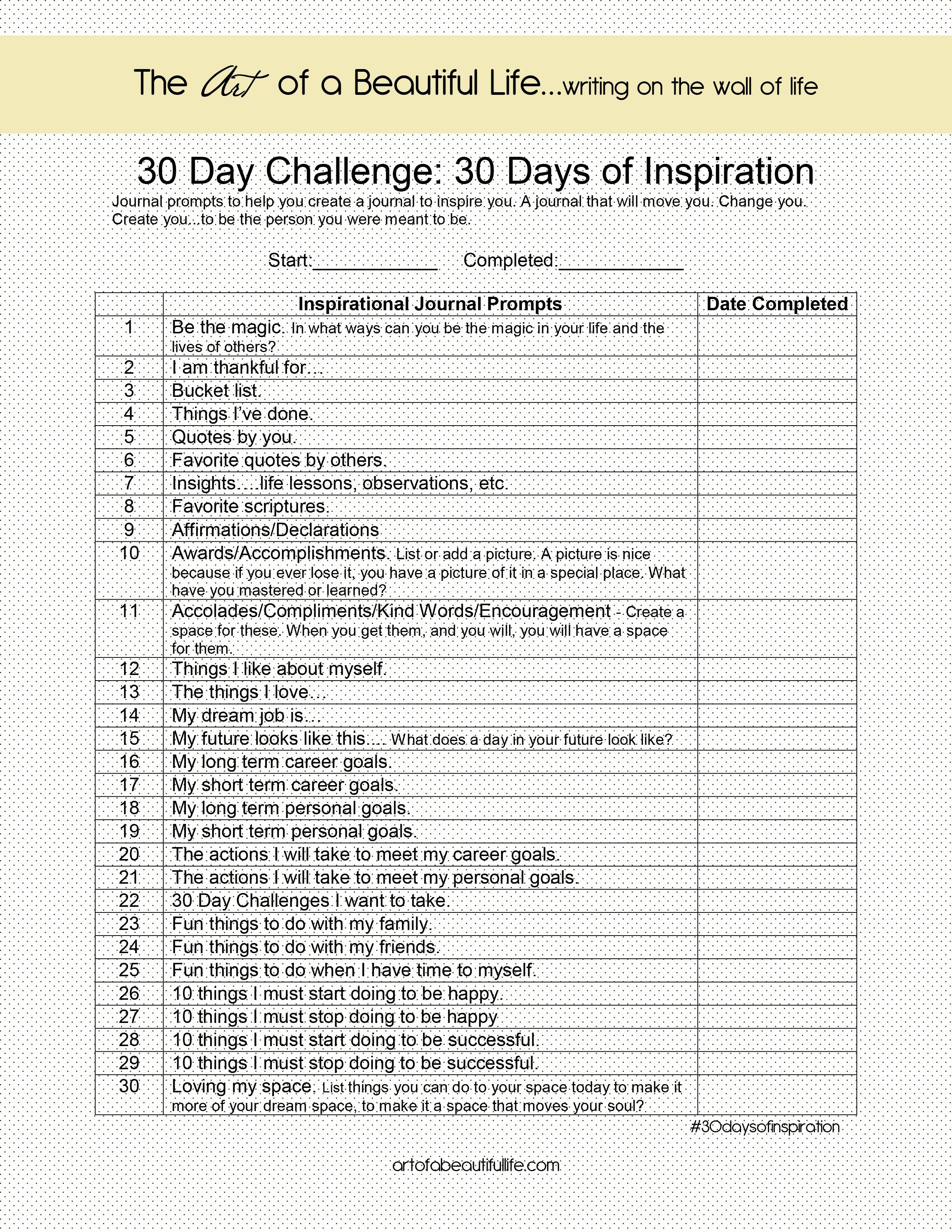 Art Institute Essay Prompt Inspirational 30 Day Challenge Inspirational Journal 30 Days Of