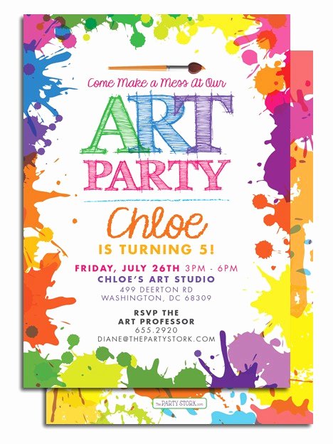 Art Show Invitation Template Elegant Art themed Birthday Party Invitations