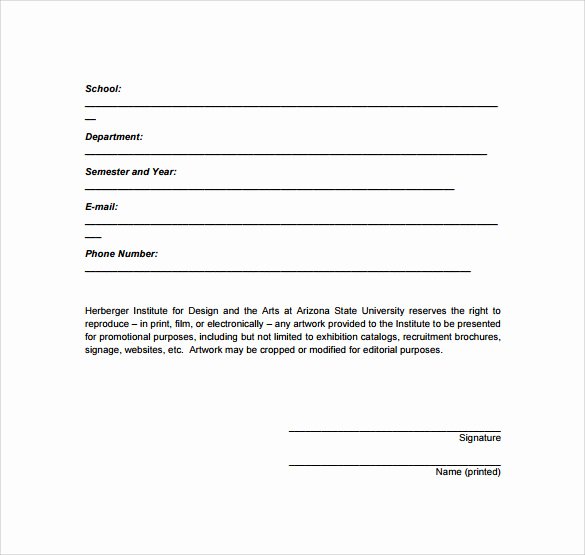 Artwork Release form Template New Sample Artwork Release form 19 Download Free Documents