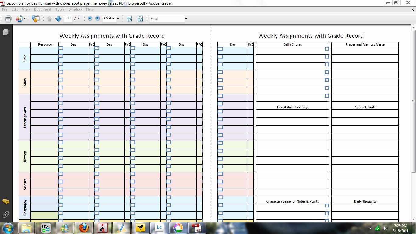Assignment Sheet Template Fresh Homeschool assignment Lesson Planning Pages