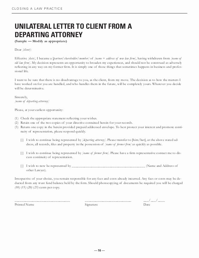 Attorney Client Letter Template Best Of Closing Practice