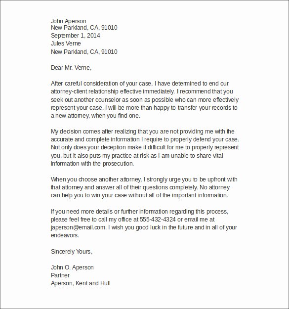 Attorney Client Letter Template Best Of Sample Termination Letters 8 Client Termination Letters