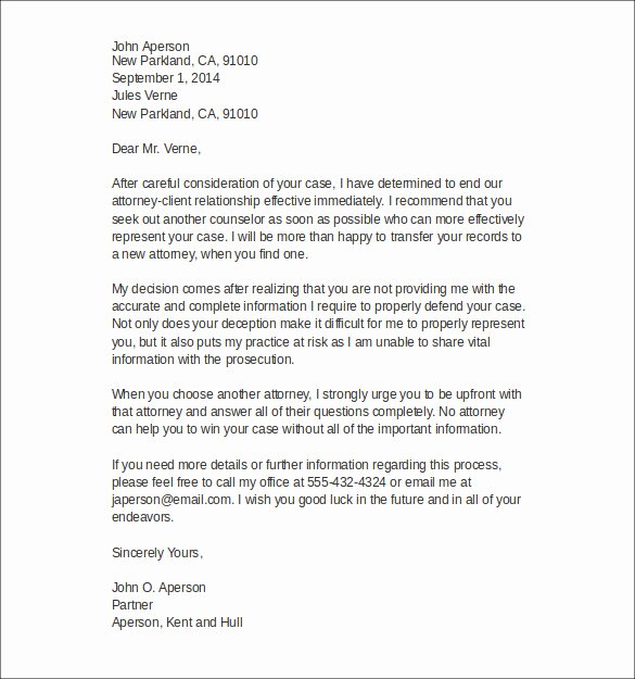 Attorney Client Letter Template Best Of Sample Termination Letters 8 Client Termination Letters