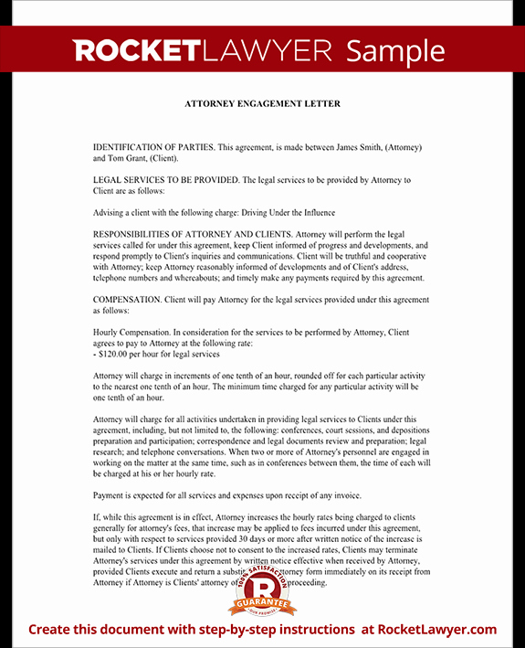 Attorney Client Letter Template New attorney Engagement Letter for Law Firm Client