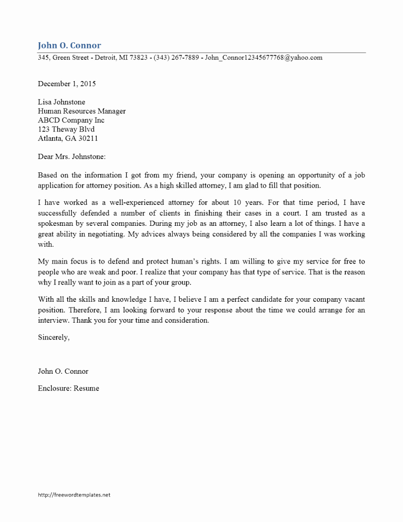 Attorney Client Letter Template Unique attorney Cover Letter